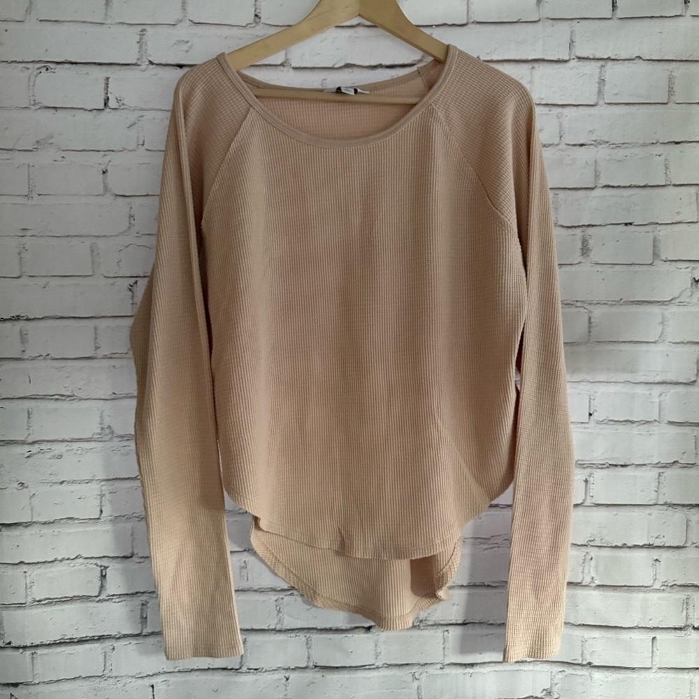 JoyLab‎ Light Beige Waffle Long Sleeve Top